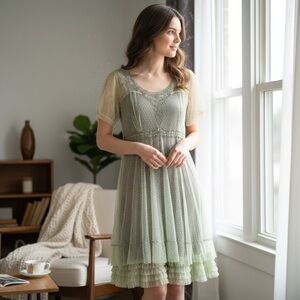 Nataya Mint Green Lace Dress NWT Romantic Victorian Inspired L